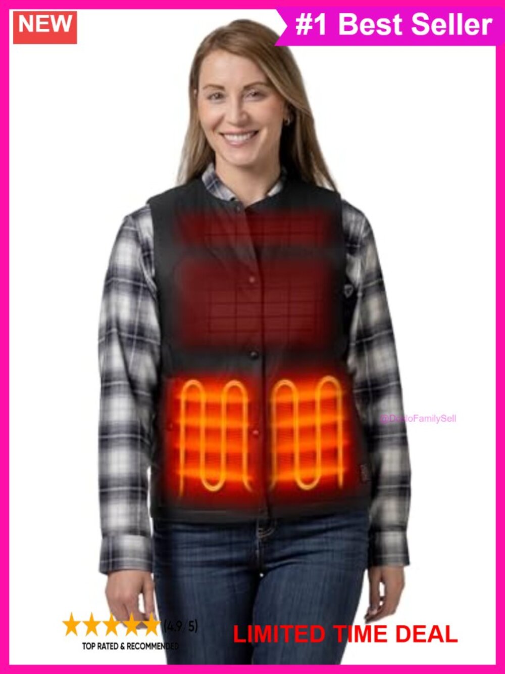 Ultra Lightweight Heated Vest Liner 4 Heat Zones Quilted Battery